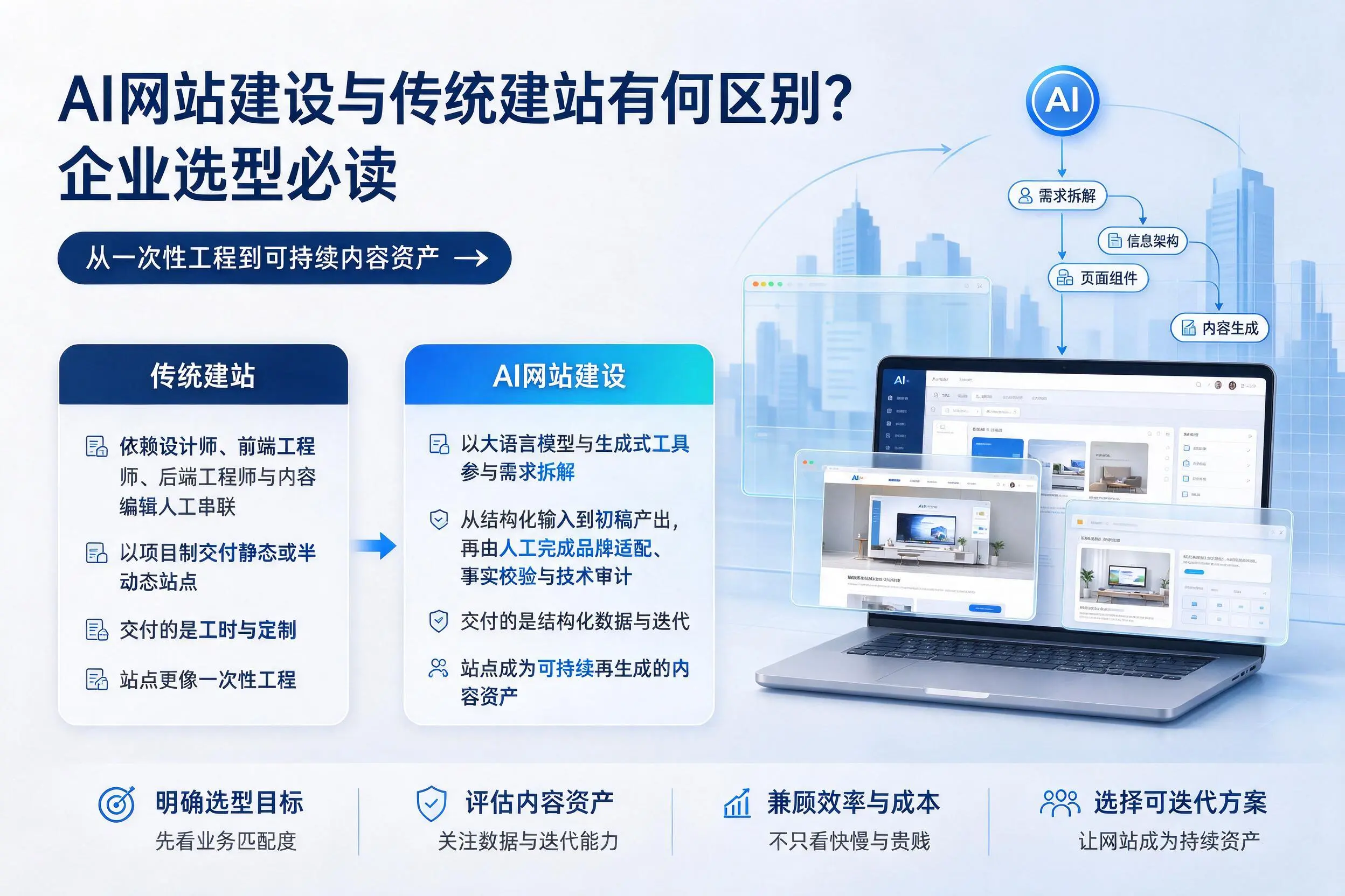 AI网站建设与传统建站有何区别？陵水企业选型必读