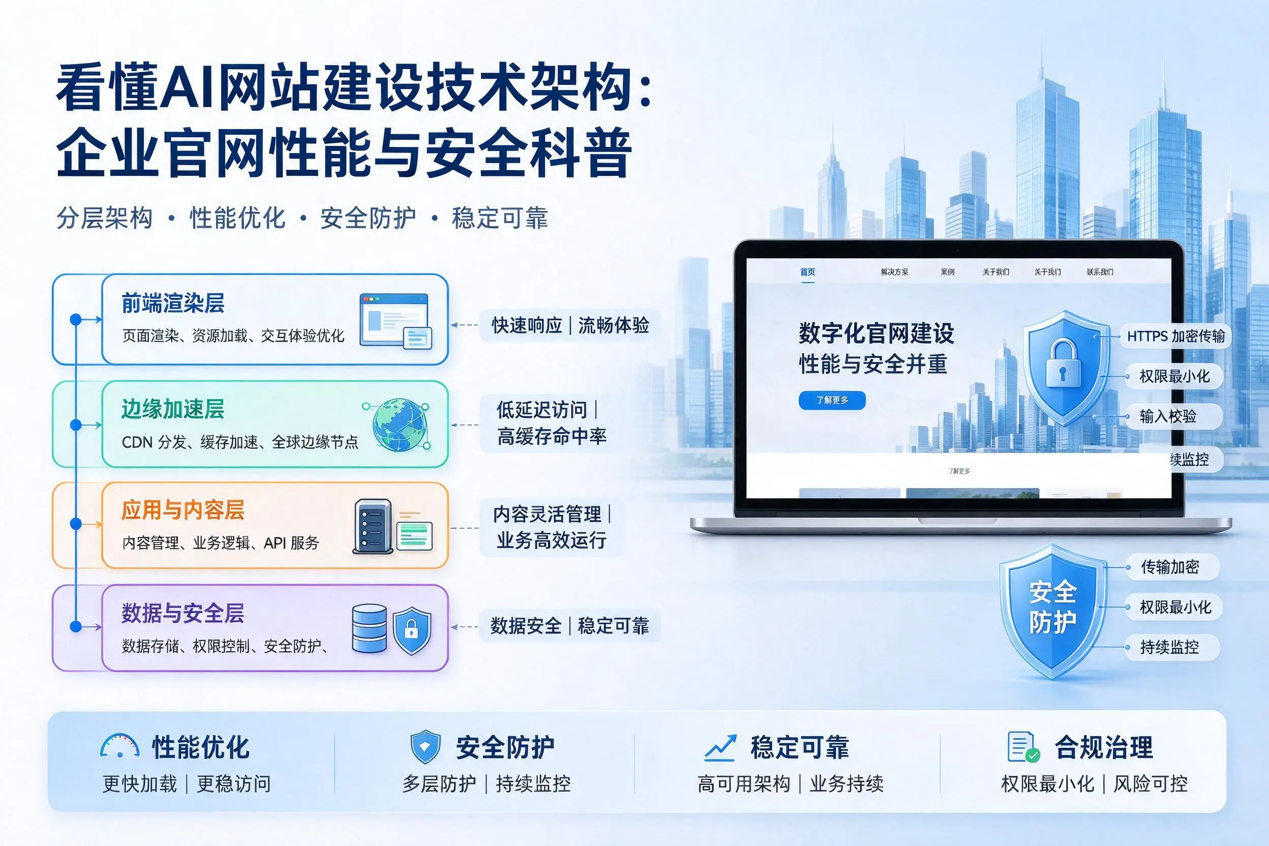 看懂AI网站建设技术架构：陵水企业官网性能与安全科普
