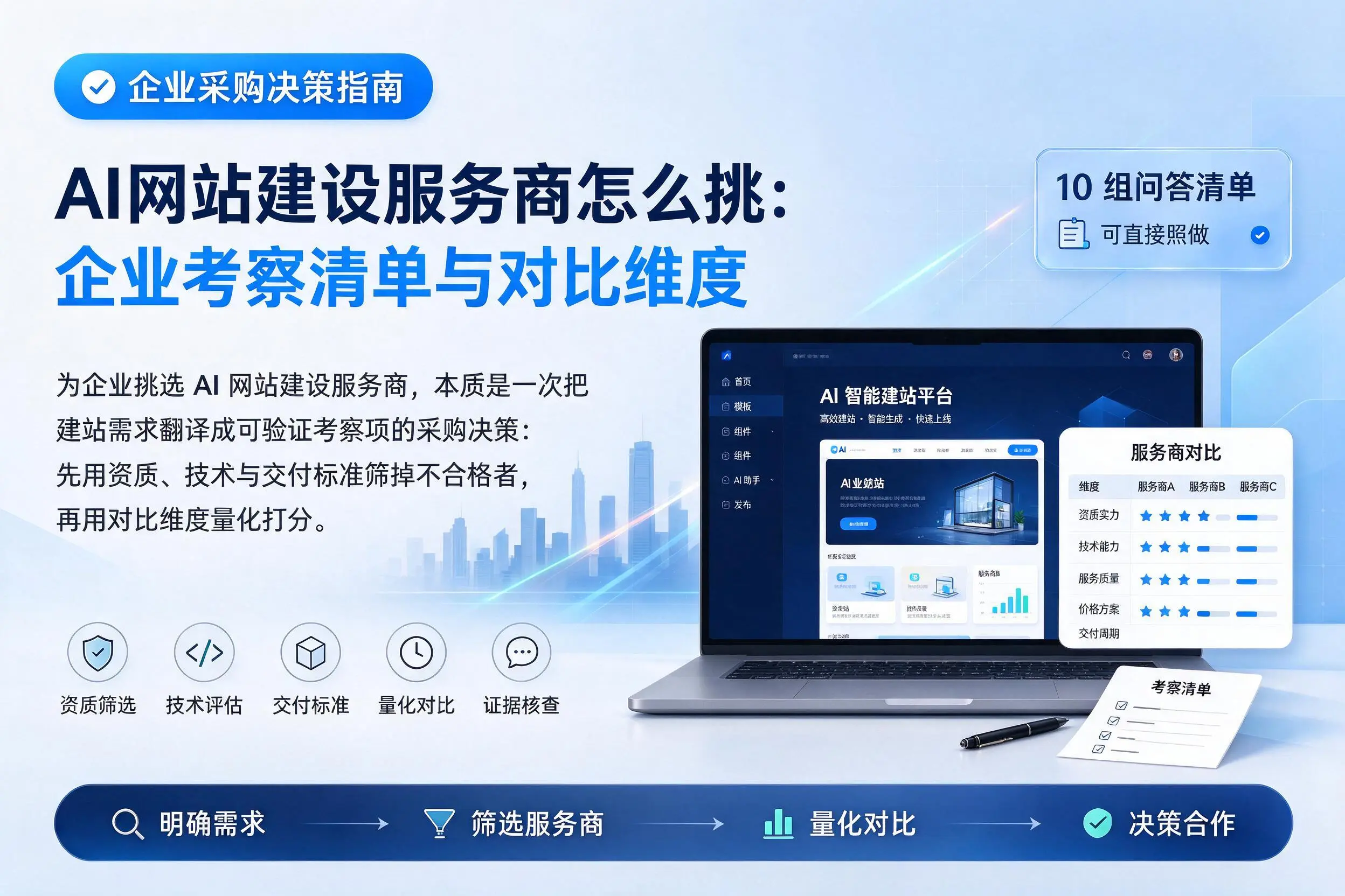 AI网站建设服务商怎么挑:陵水企业考察清单与对比维度