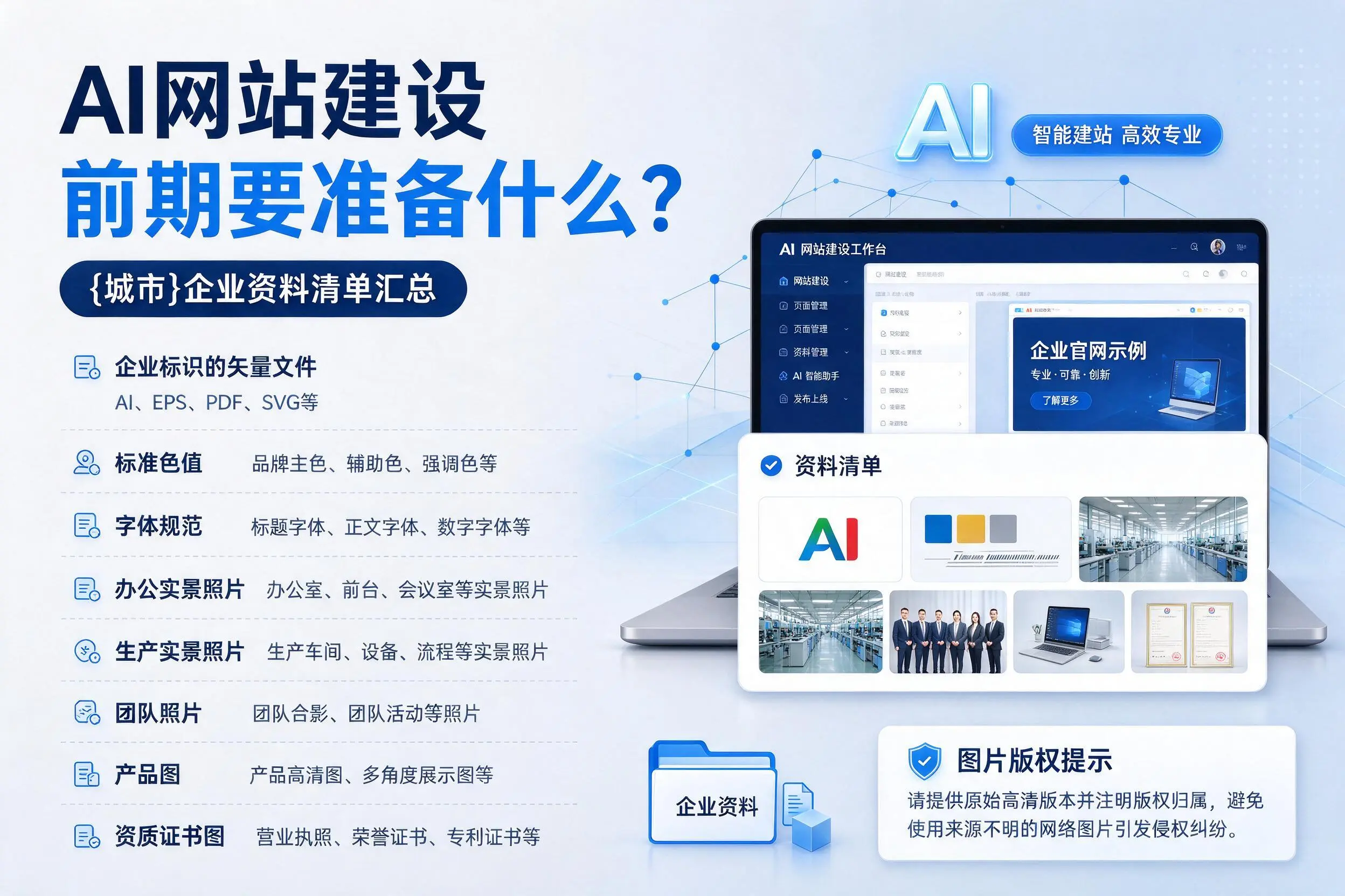AI网站建设前期要准备什么?陵水企业资料清单汇总