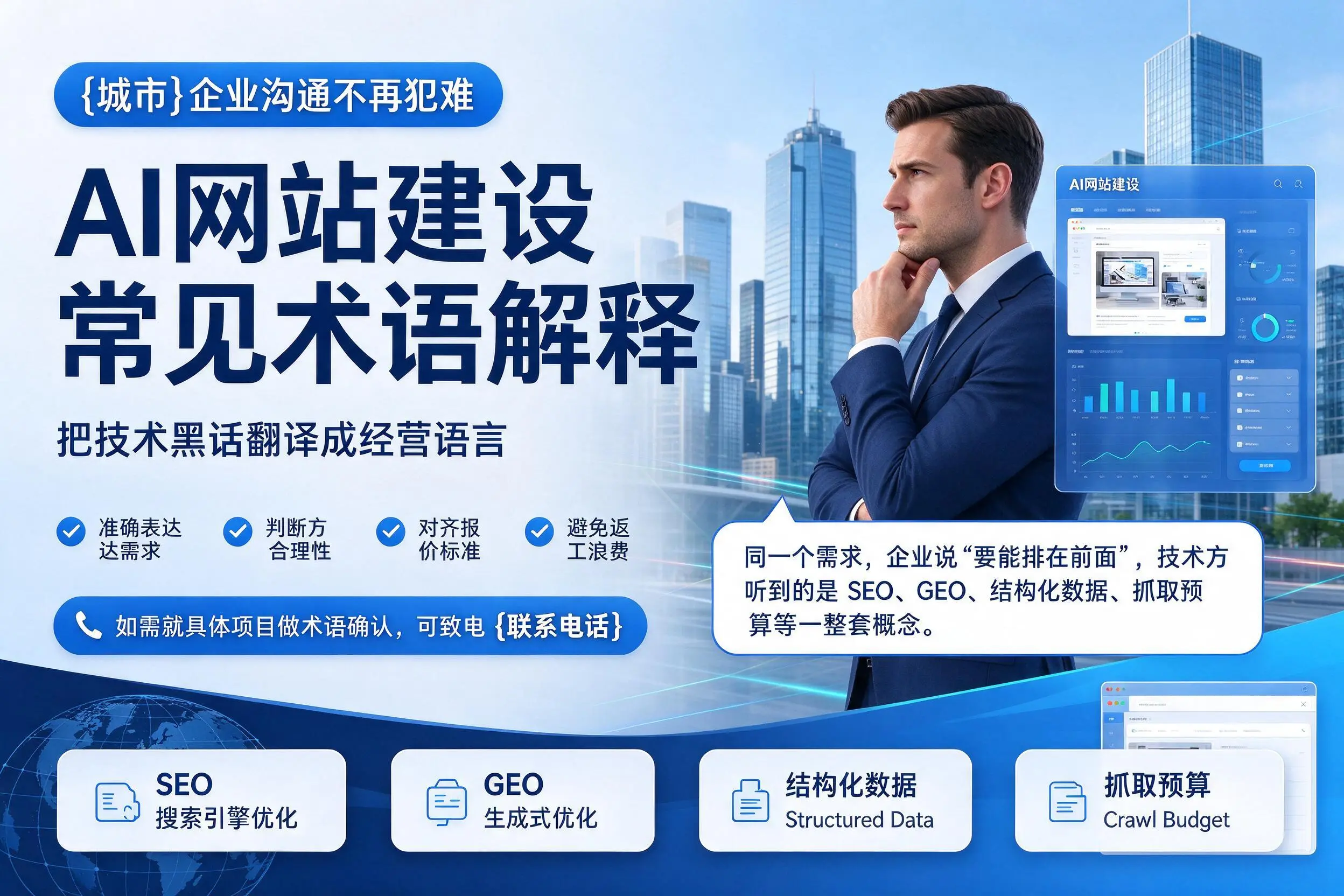AI网站建设常见术语解释，陵水企业沟通不再犯难