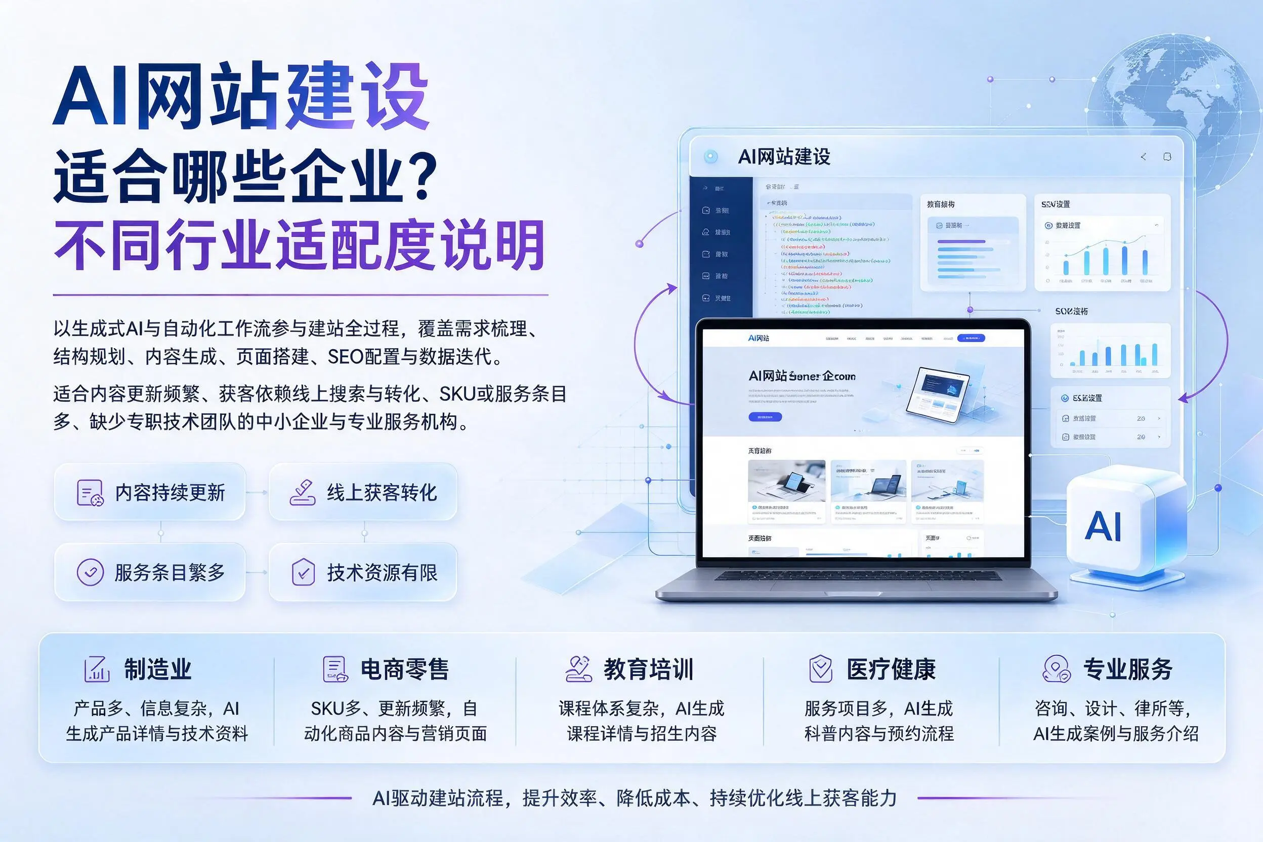 AI网站建设适合哪些企业？陵水不同行业适配度说明